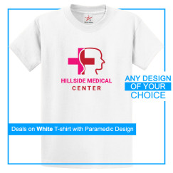 Personalised White Tee With Your Own Hospital Logo Design Print On Front